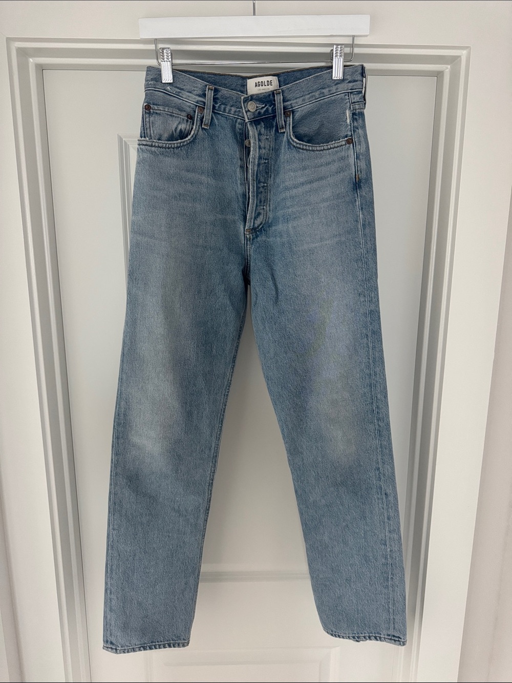 AGOLDE Light Blue Straight Leg Jeans for women